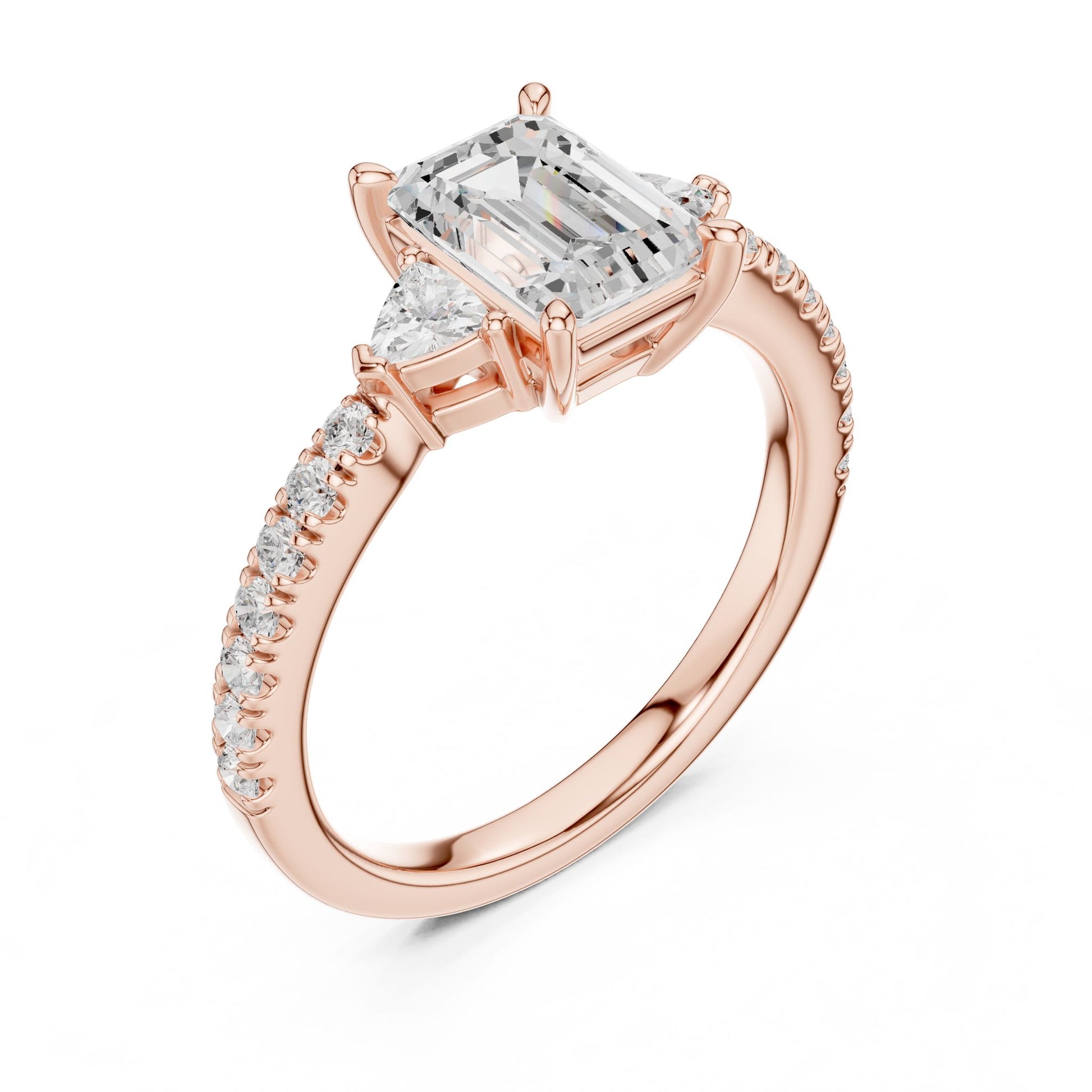 Emerald Lab Grown Diamond Side-Stone Engagement Ring