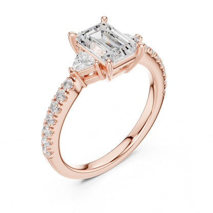 Emerald Lab Grown Diamond Side-Stone Engagement Ring