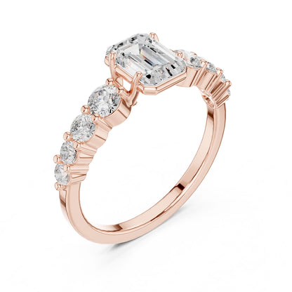 Emerald Lab Grown Diamond Side-Stone Engagement Ring