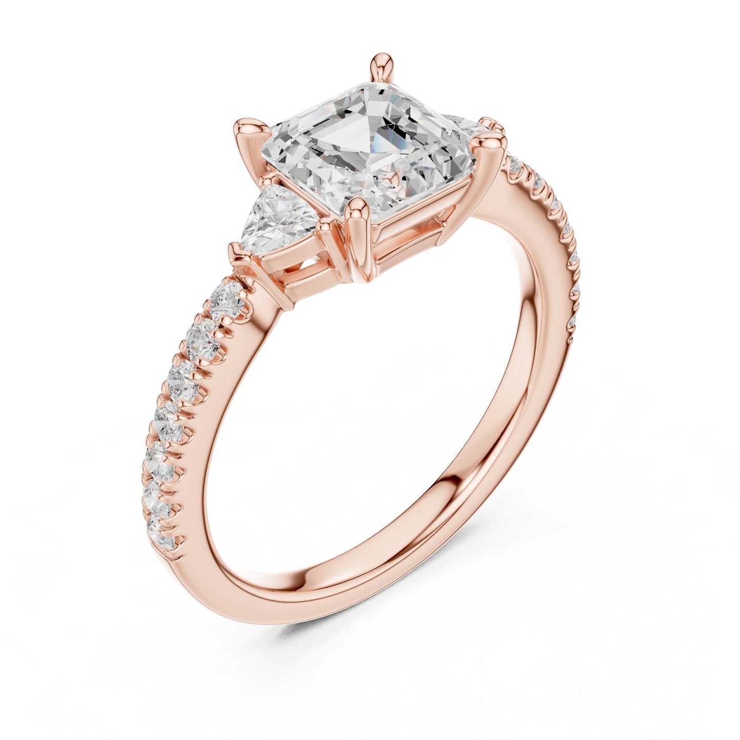 Emerald Lab Grown Diamond Side-Stone Engagement Ring