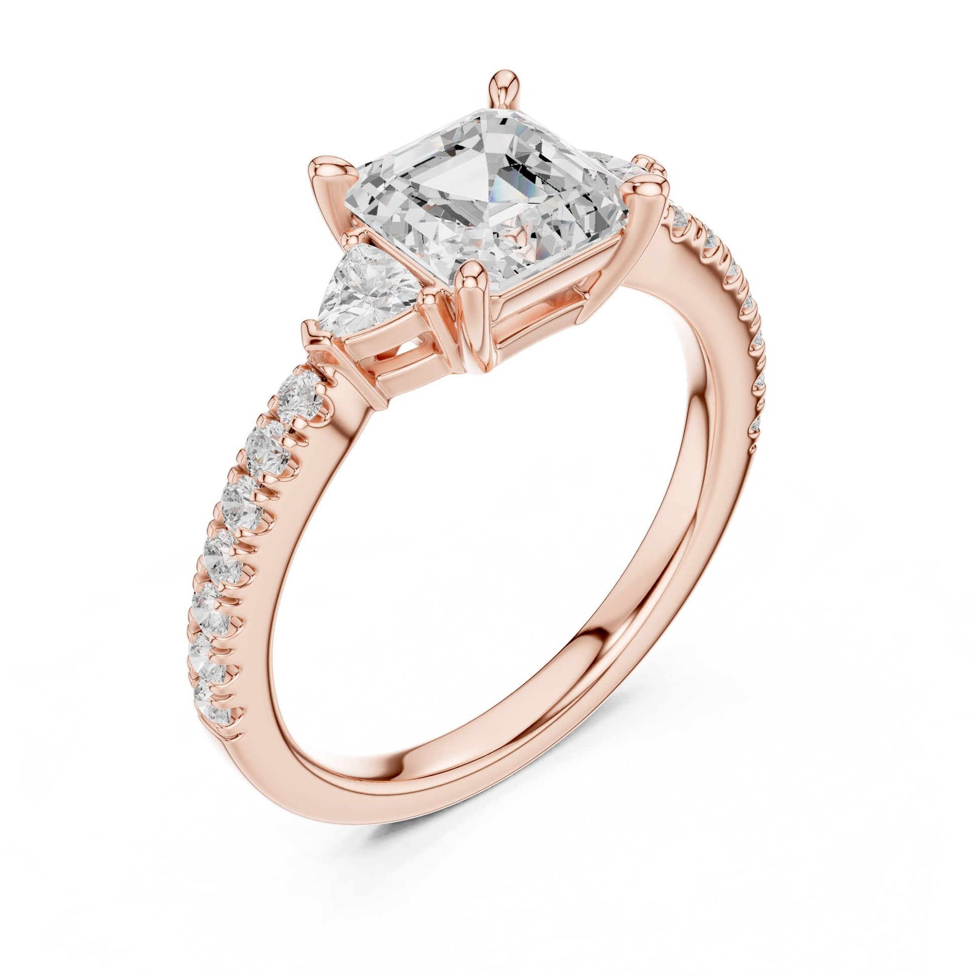 Emerald Lab Grown Diamond Side-Stone Engagement Ring