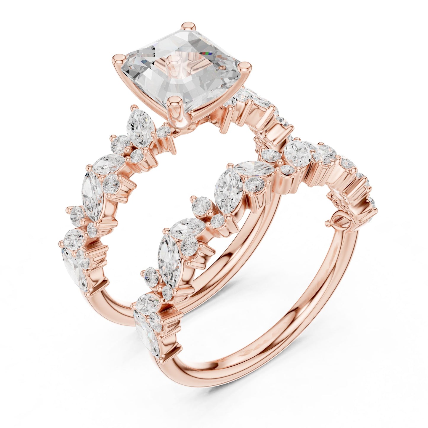 Emerald Lab Grown Diamond Side-Stone Engagement Ring