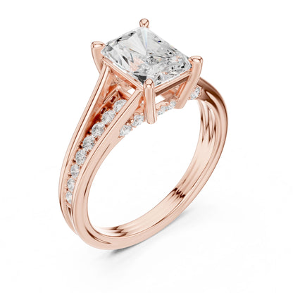 Emerald Lab Grown Diamond Side-Stone Engagement Ring