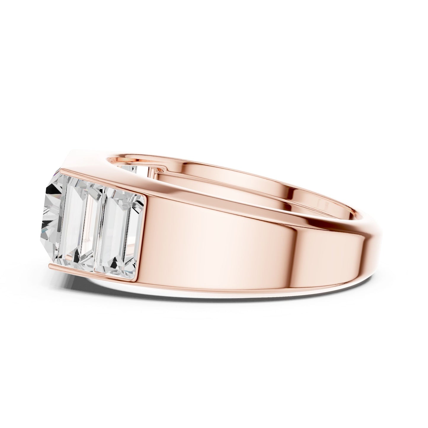 Men's Emerald Lab Grown Diamond Side-Stone Ring