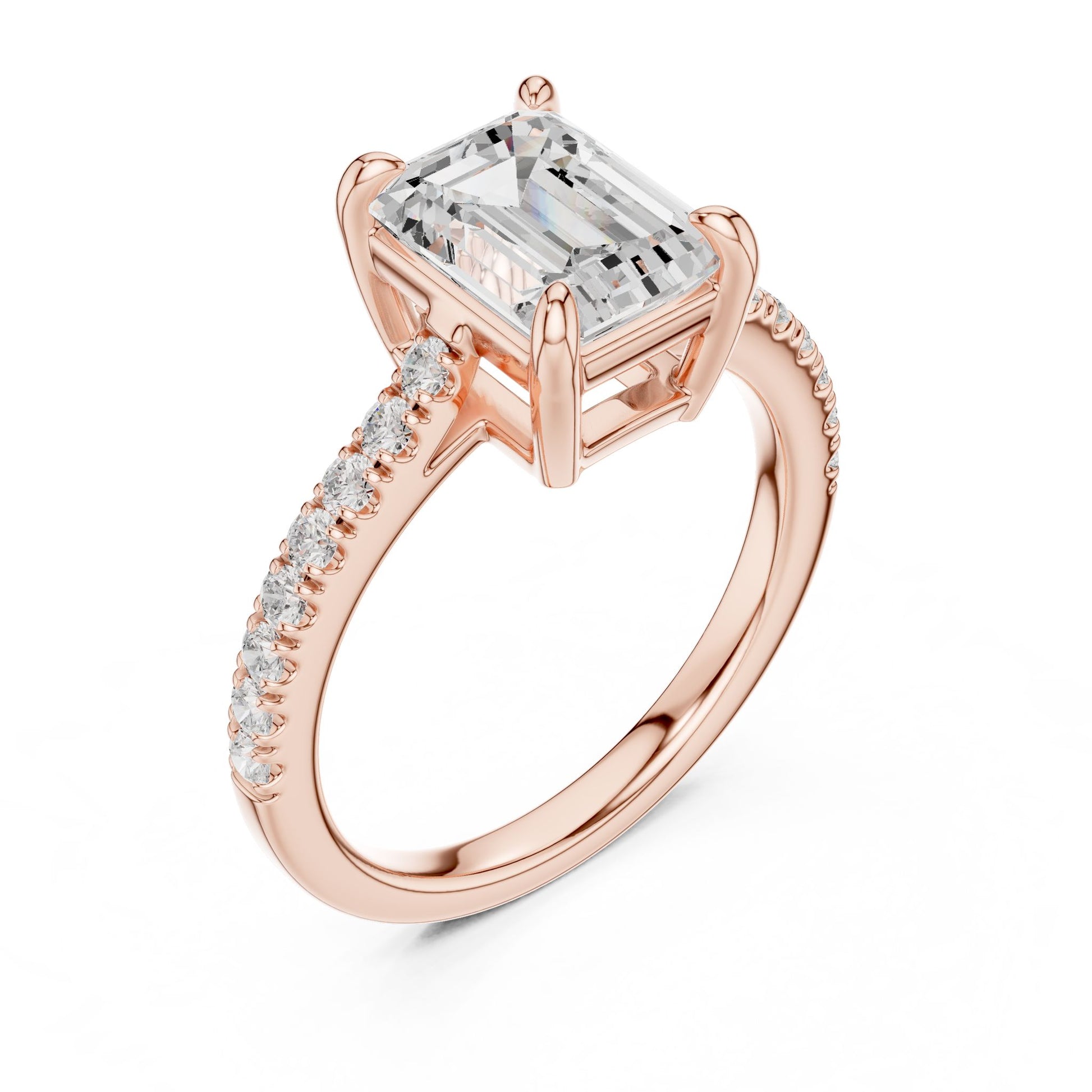 Emerald Lab Grown Diamond Side-Stone Engagement Ring