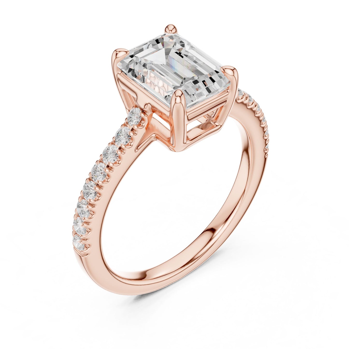 Emerald Lab Grown Diamond Side-Stone Engagement Ring