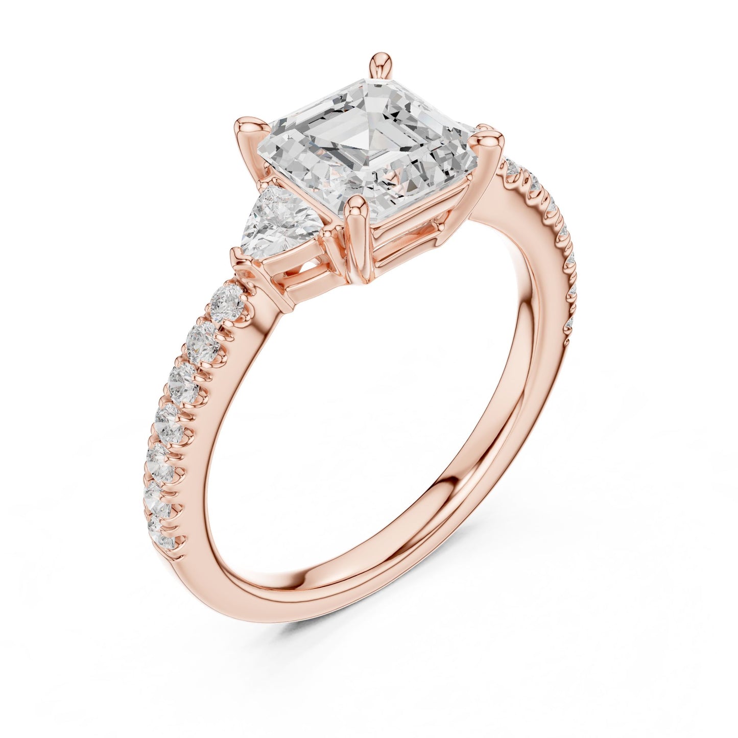 Emerald Lab Grown Diamond Side-Stone Engagement Ring