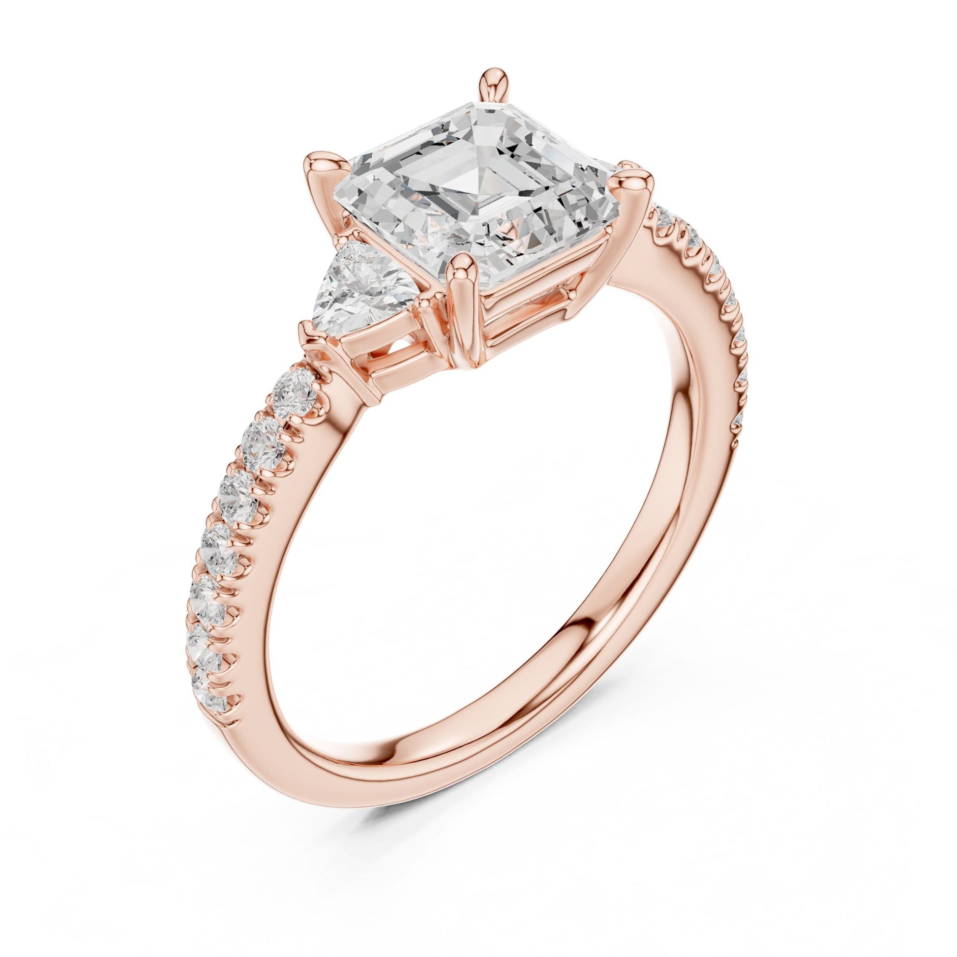 Emerald Lab Grown Diamond Side-Stone Engagement Ring