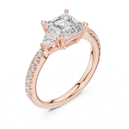 Emerald Lab Grown Diamond Side-Stone Engagement Ring