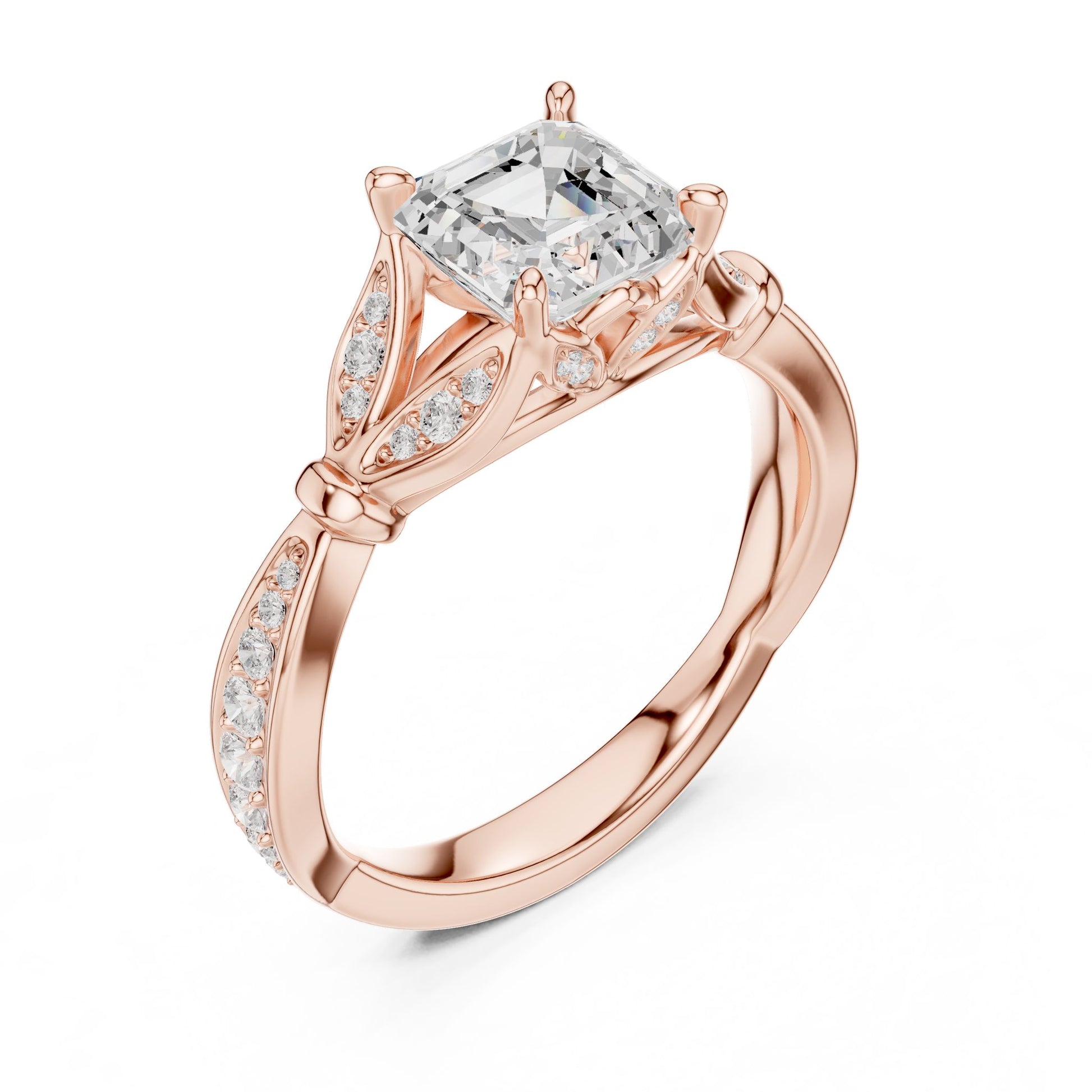 Emerald Lab Grown Diamond Side-Stone Engagement Ring