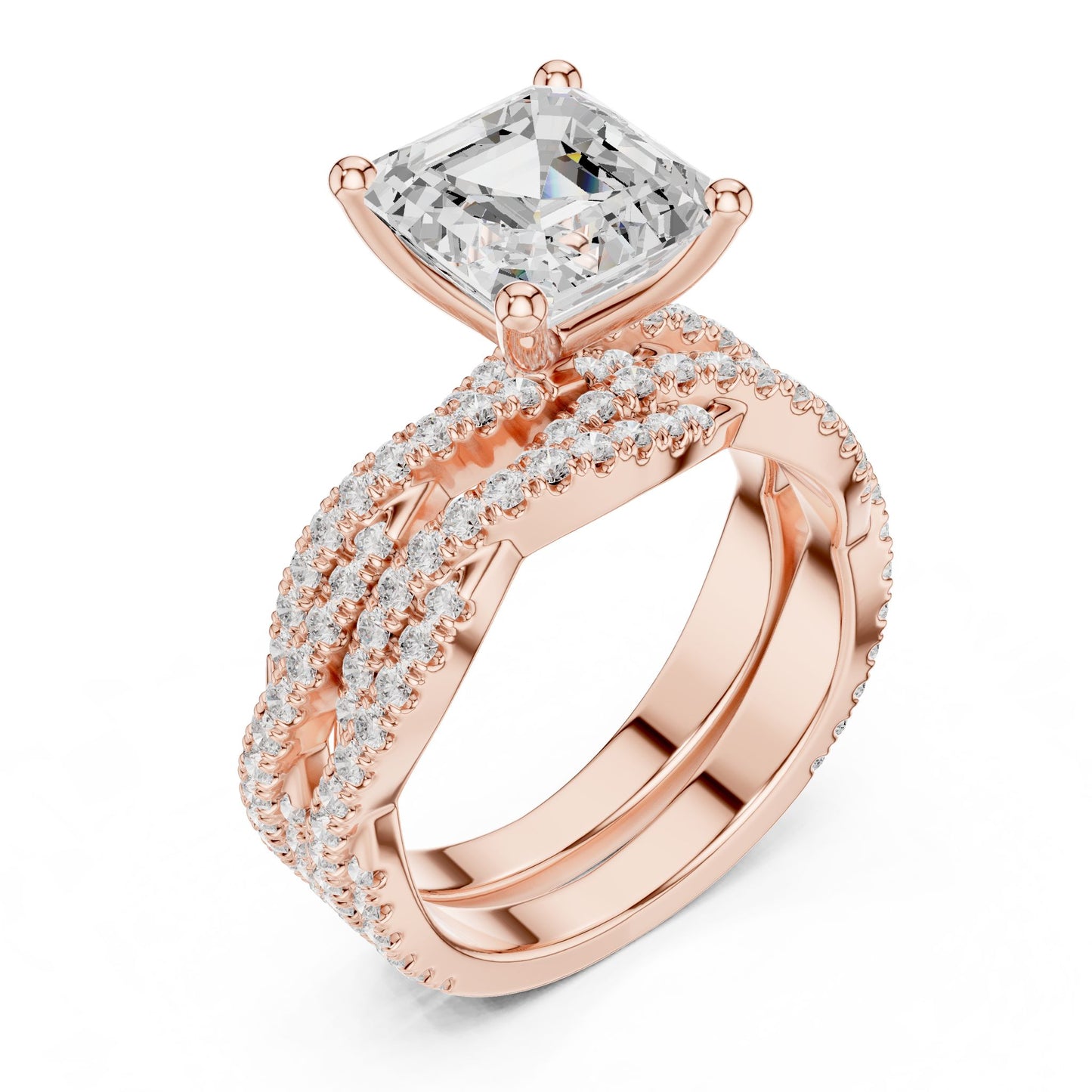 Emerald Lab Grown Diamond Side-Stone Engagement Ring