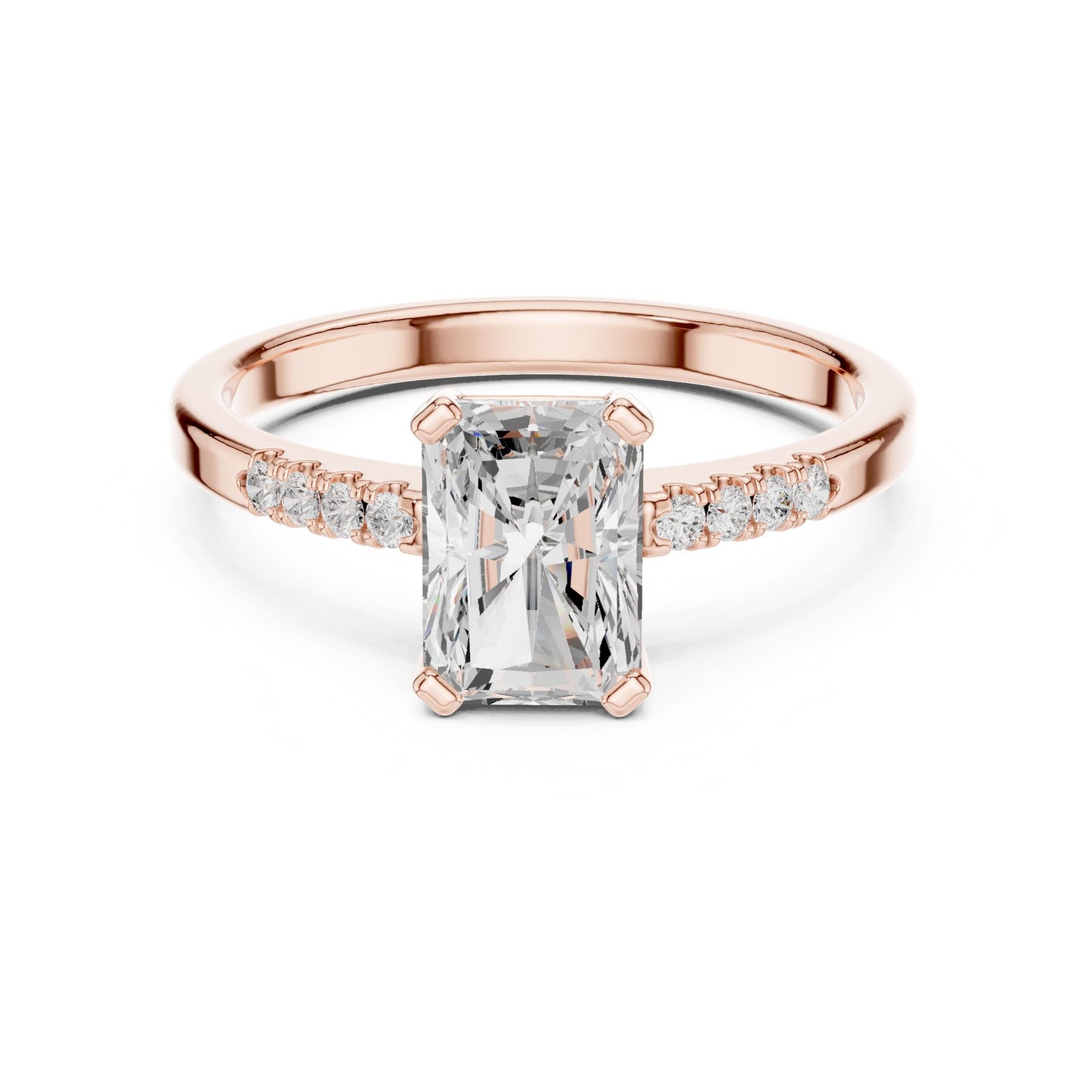 Emerald Lab Grown Diamond Side-Stone Engagement Ring