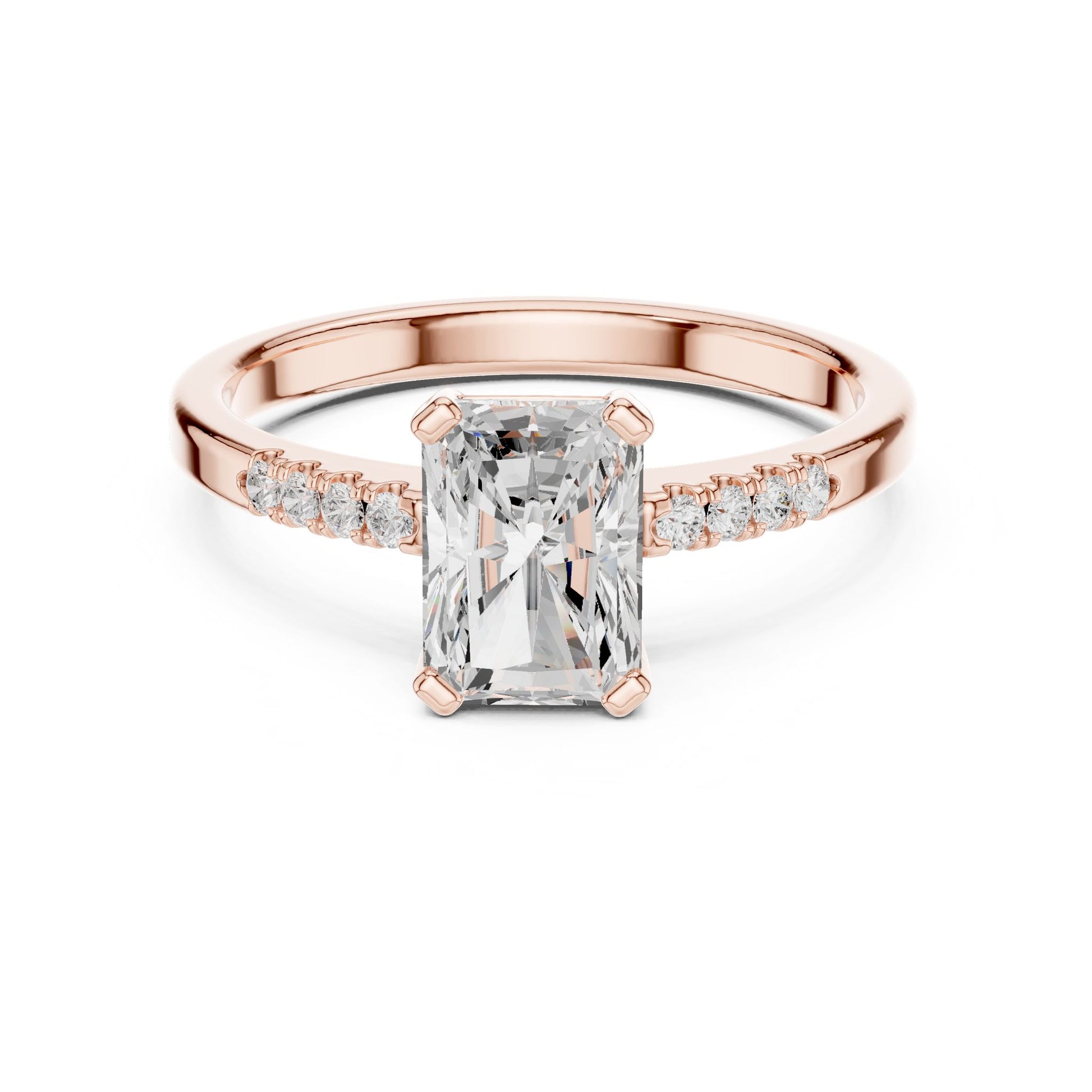Emerald Lab Grown Diamond Side-Stone Engagement Ring