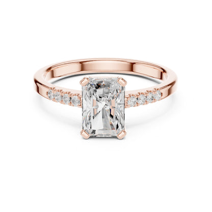 Emerald Lab Grown Diamond Side-Stone Engagement Ring