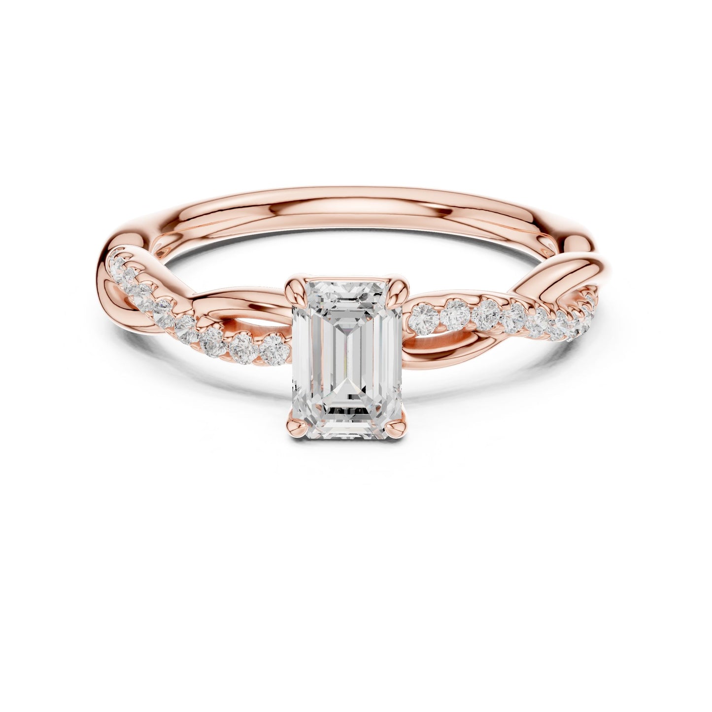 Emerald Lab Grown Diamond Side-Stone Engagement Ring