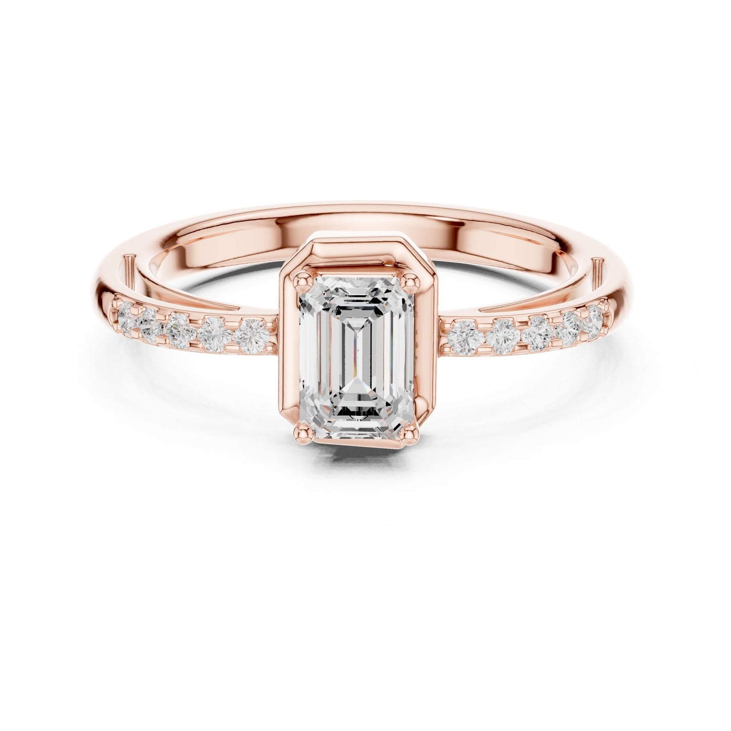 Emerald Lab Grown Diamond Side-Stone Engagement Ring