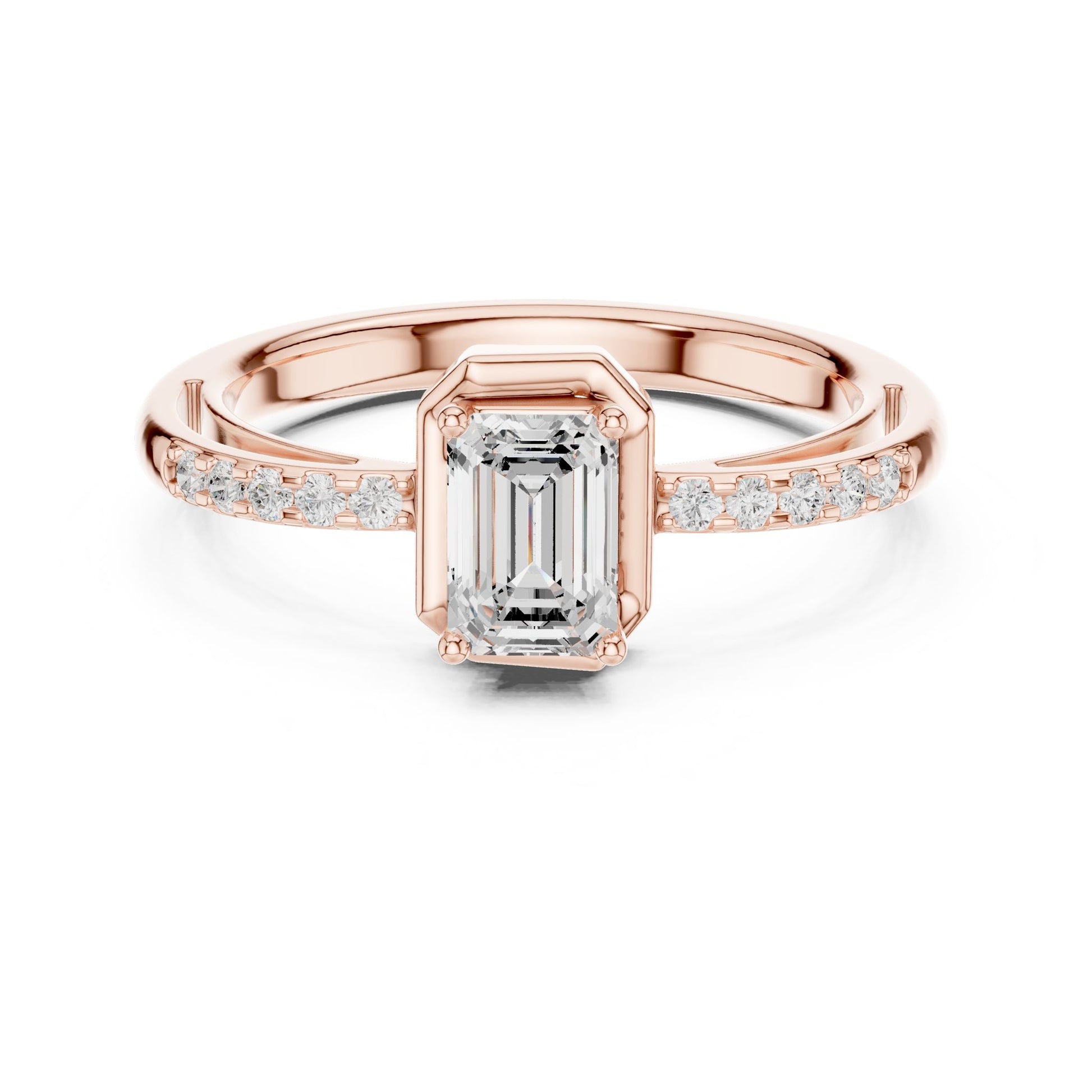 Emerald Lab Grown Diamond Side-Stone Engagement Ring
