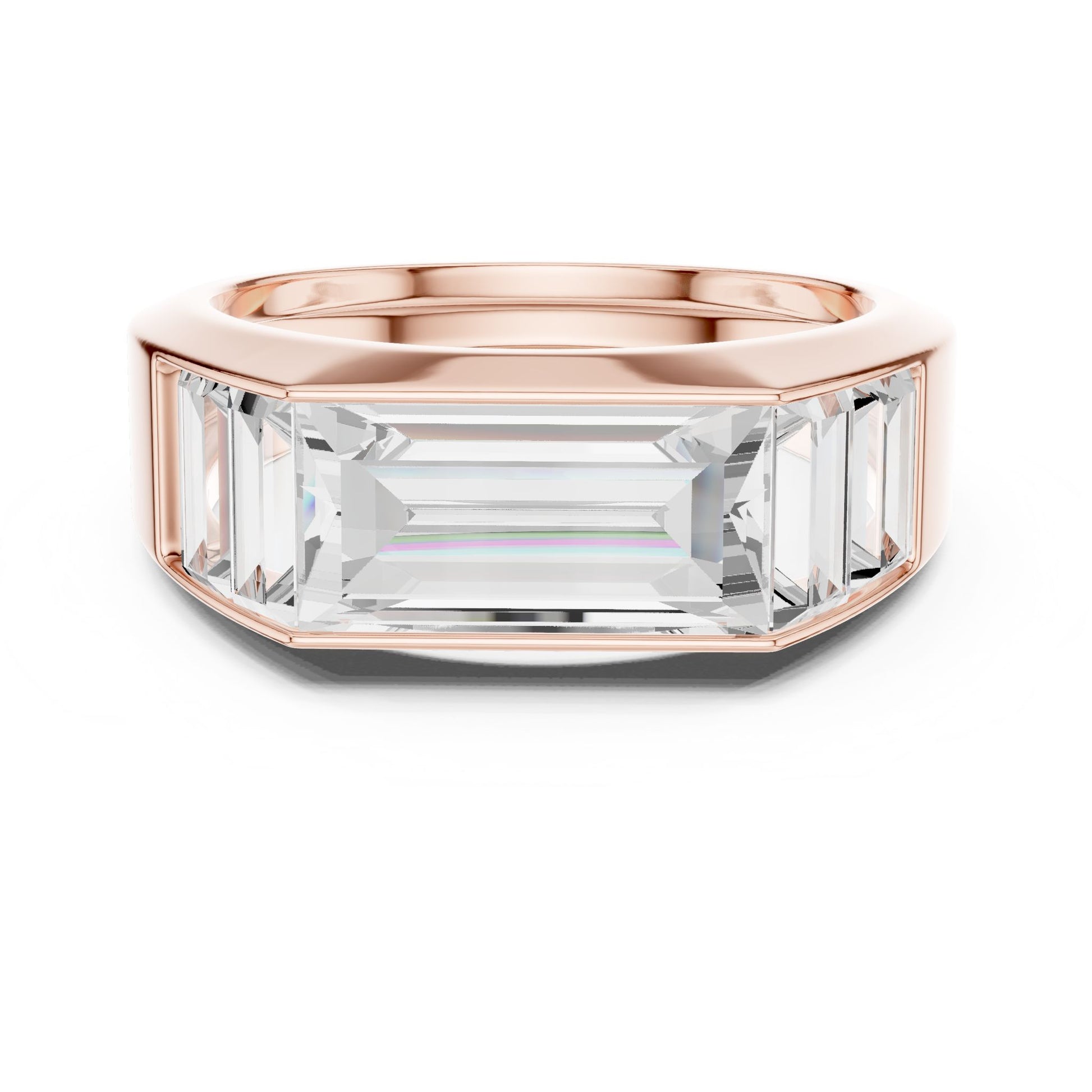 Men's Emerald Lab Grown Diamond Side-Stone Ring