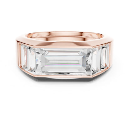 Men's Emerald Lab Grown Diamond Side-Stone Ring
