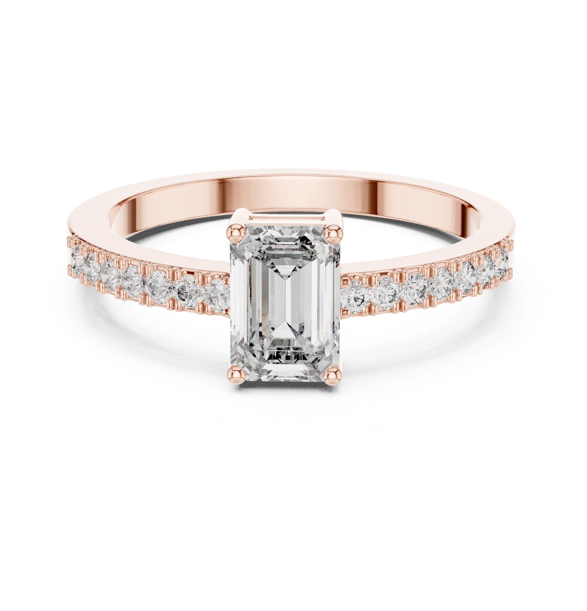 Emerald Lab Grown Diamond Side-Stone Engagement Ring