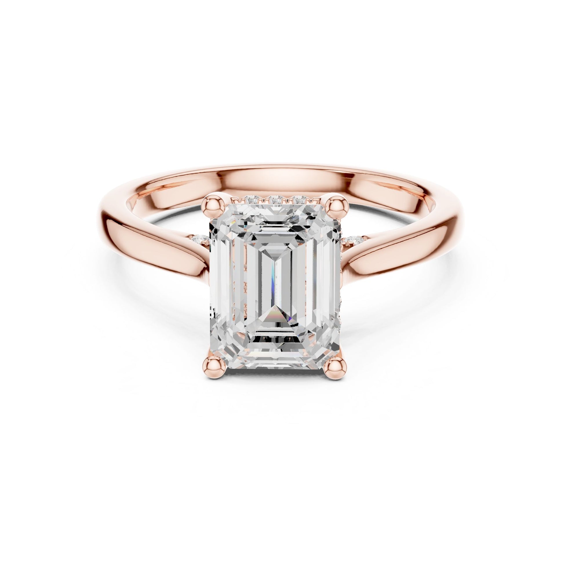 Emerald Lab Grown Diamond Side-Stone Engagement Ring