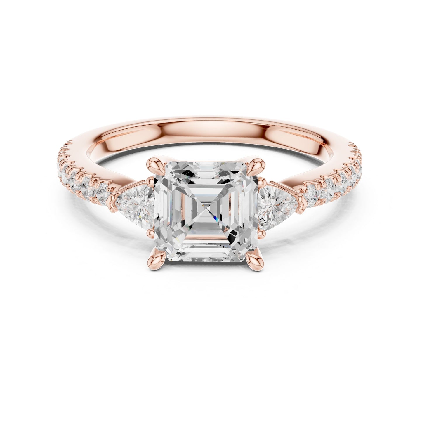 Emerald Lab Grown Diamond Side-Stone Engagement Ring