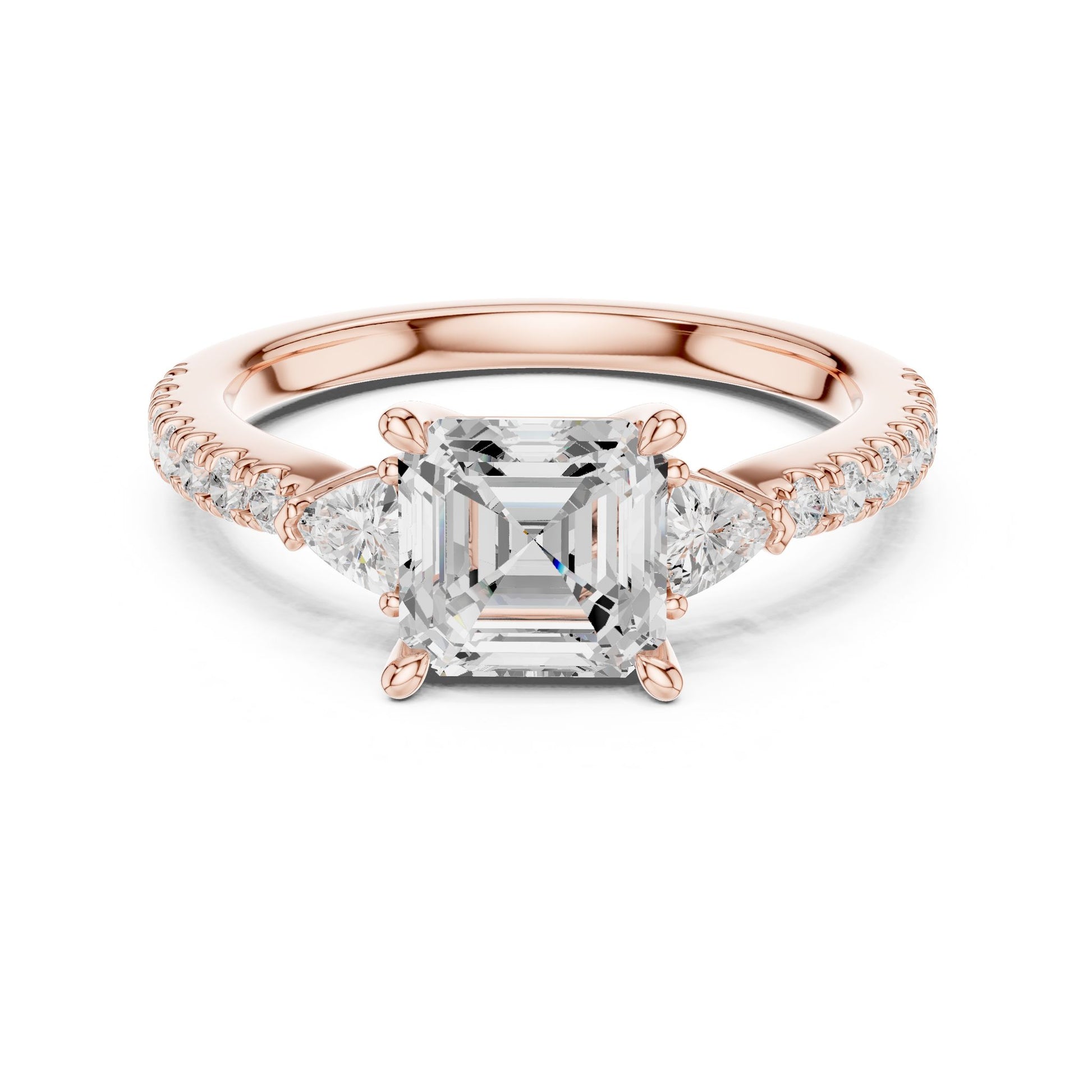 Emerald Lab Grown Diamond Side-Stone Engagement Ring