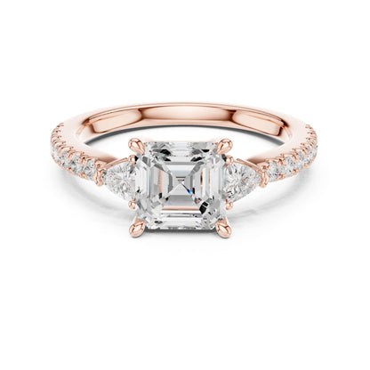 Emerald Lab Grown Diamond Side-Stone Engagement Ring