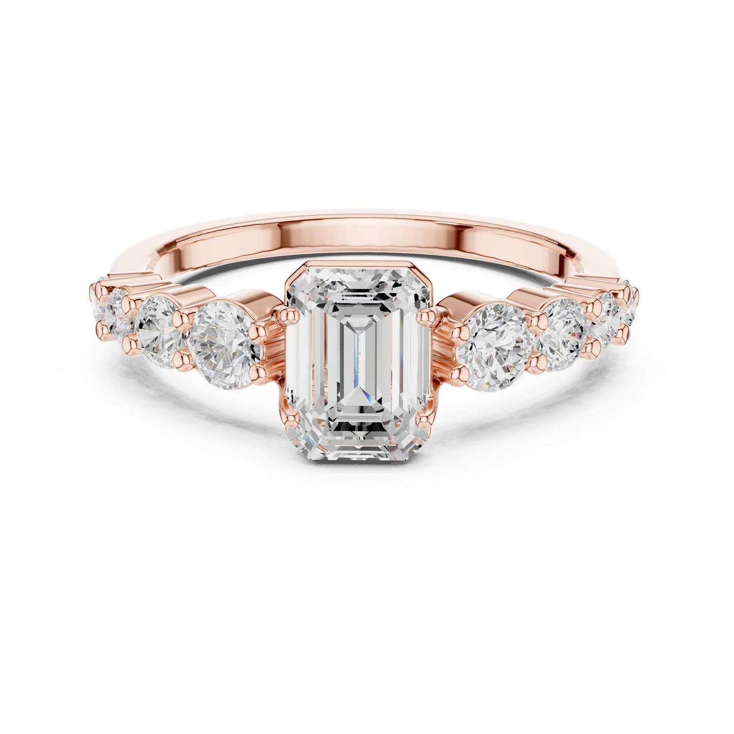Emerald Lab Grown Diamond Side-Stone Engagement Ring