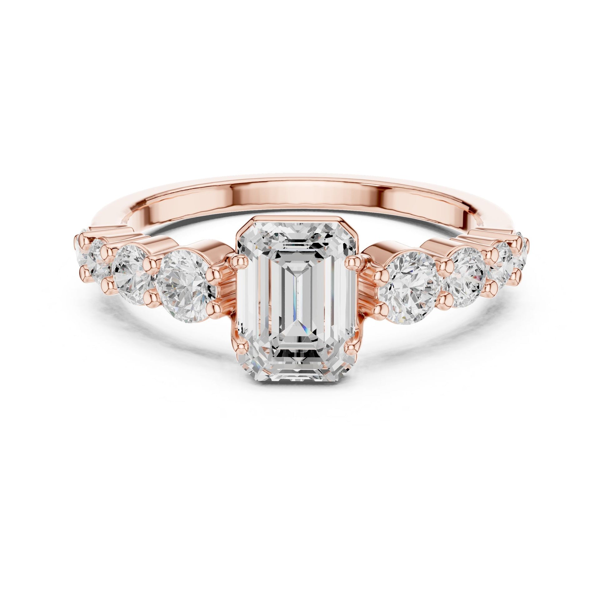 Emerald Lab Grown Diamond Side-Stone Engagement Ring