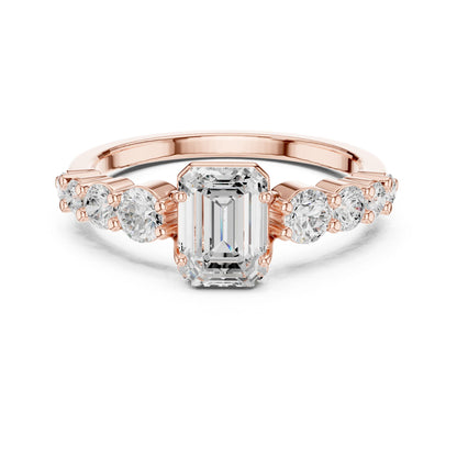 Emerald Lab Grown Diamond Side-Stone Engagement Ring