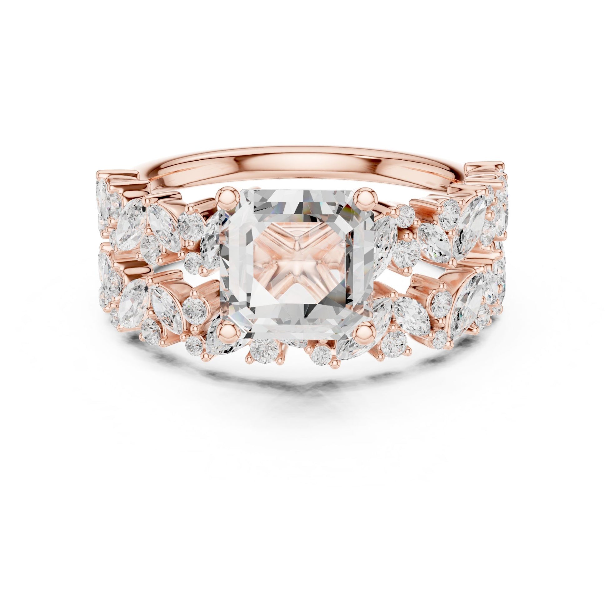 Emerald Lab Grown Diamond Side-Stone Engagement Ring