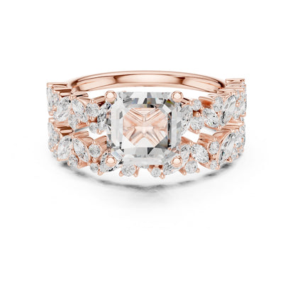 Emerald Lab Grown Diamond Side-Stone Engagement Ring