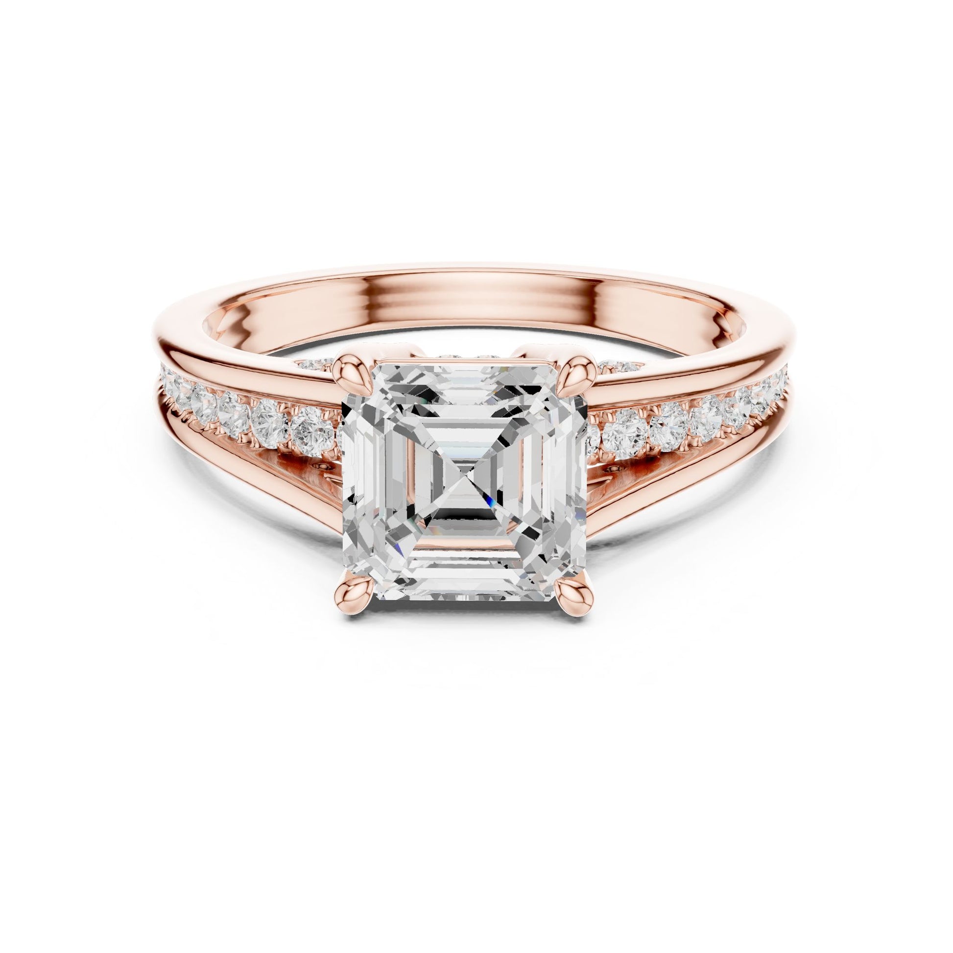 Emerald Lab Grown Diamond Side-Stone Engagement Ring