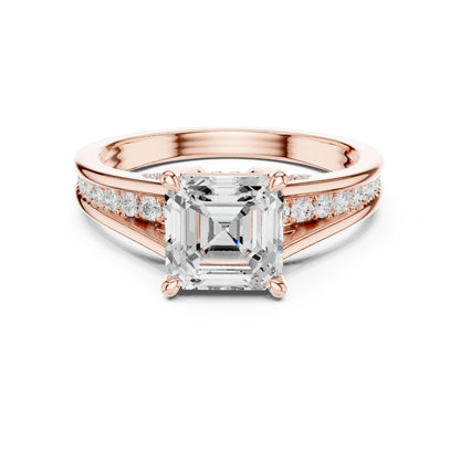 Emerald Lab Grown Diamond Side-Stone Engagement Ring