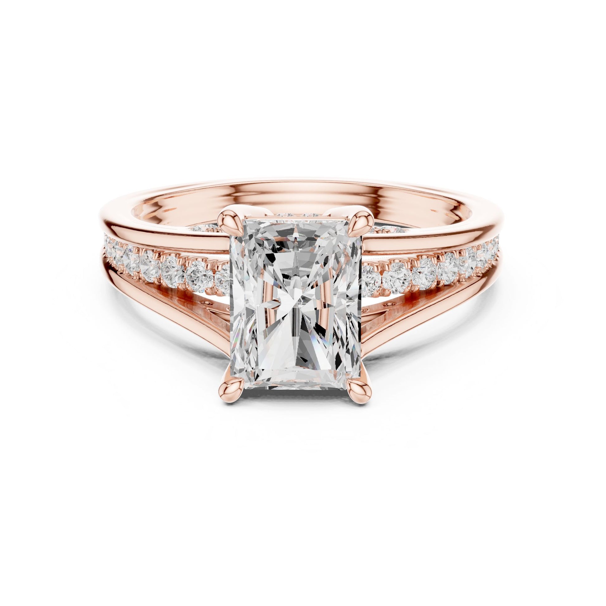 Emerald Lab Grown Diamond Side-Stone Engagement Ring