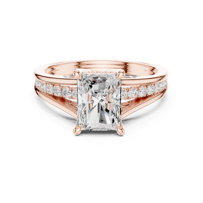 Emerald Lab Grown Diamond Side-Stone Engagement Ring