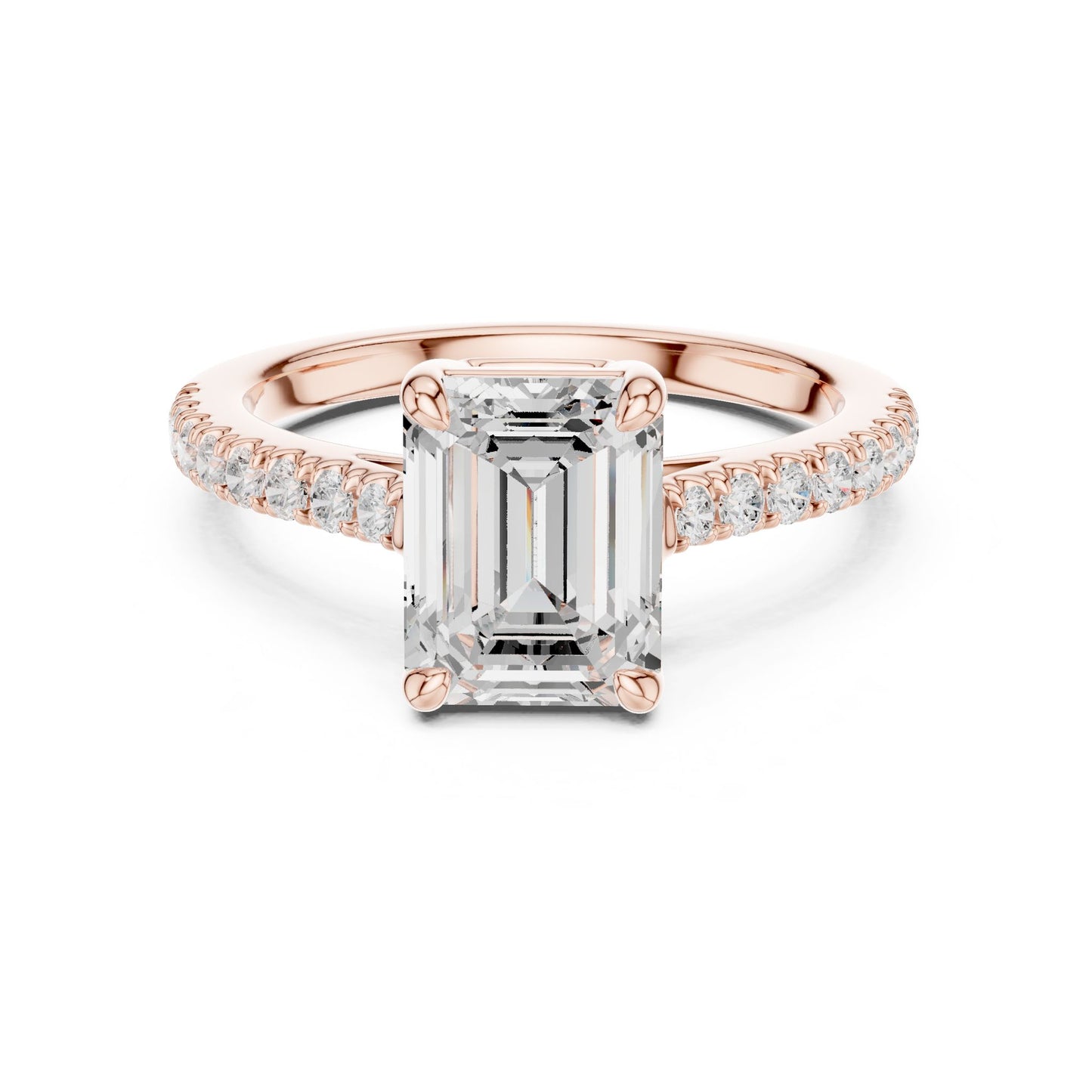 Emerald Lab Grown Diamond Side-Stone Engagement Ring