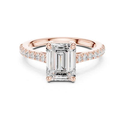 Emerald Lab Grown Diamond Side-Stone Engagement Ring