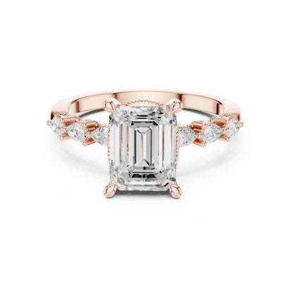 Emerald Lab Grown Diamond Side-Stone Engagement Ring