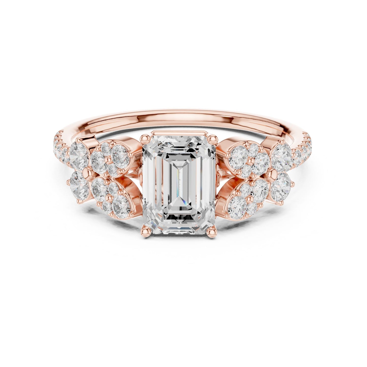 Emerald Lab Grown Diamond Side-Stone Engagement Ring