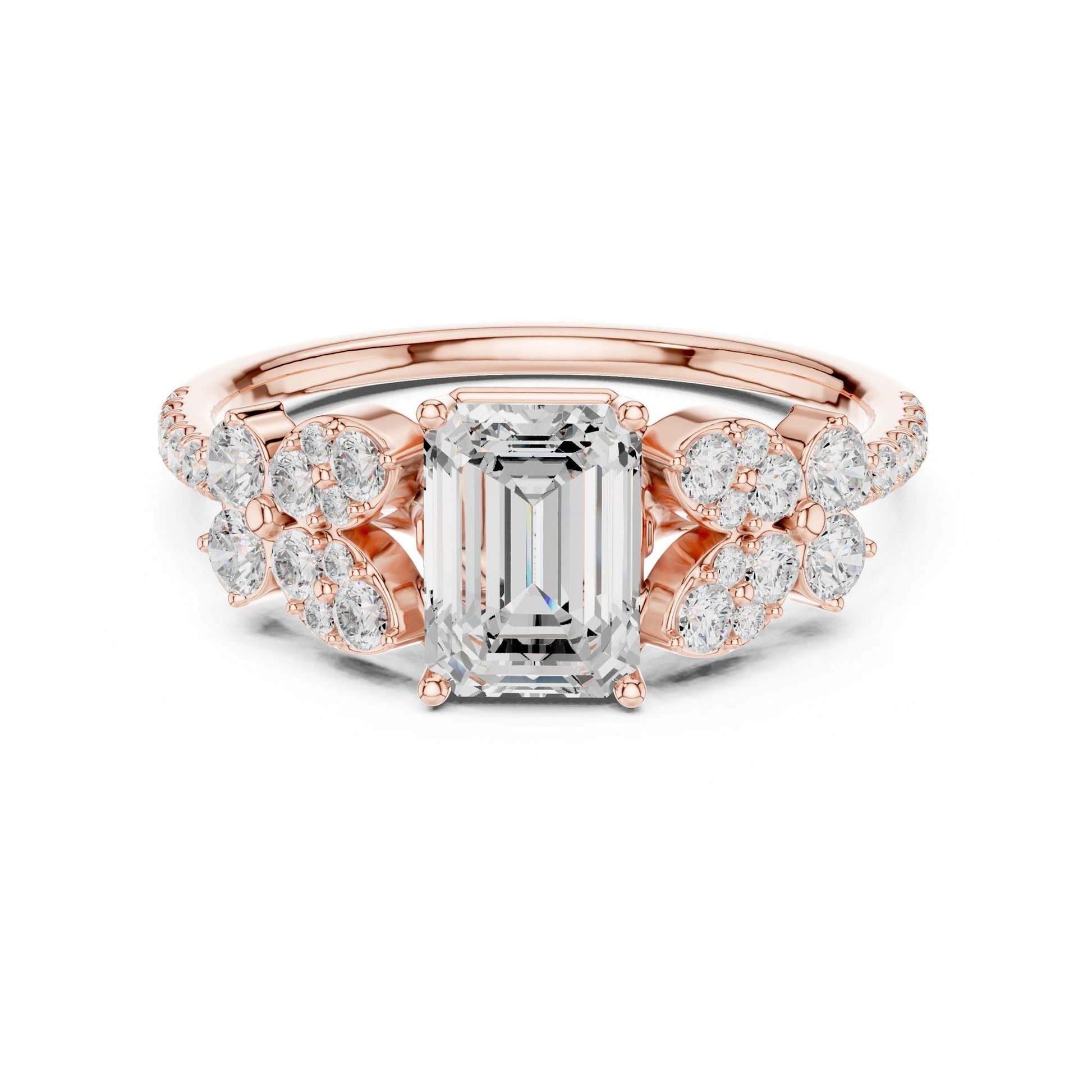 Emerald Lab Grown Diamond Side-Stone Engagement Ring