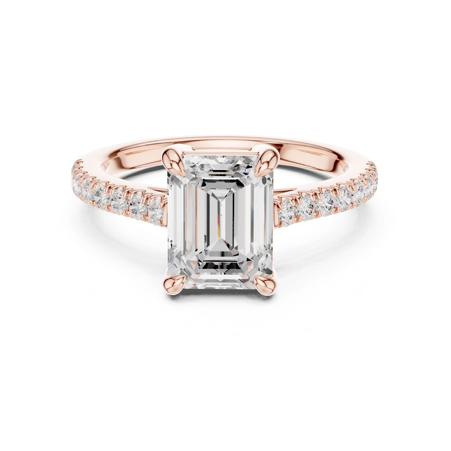 Emerald Lab Grown Diamond Side-Stone Engagement Ring