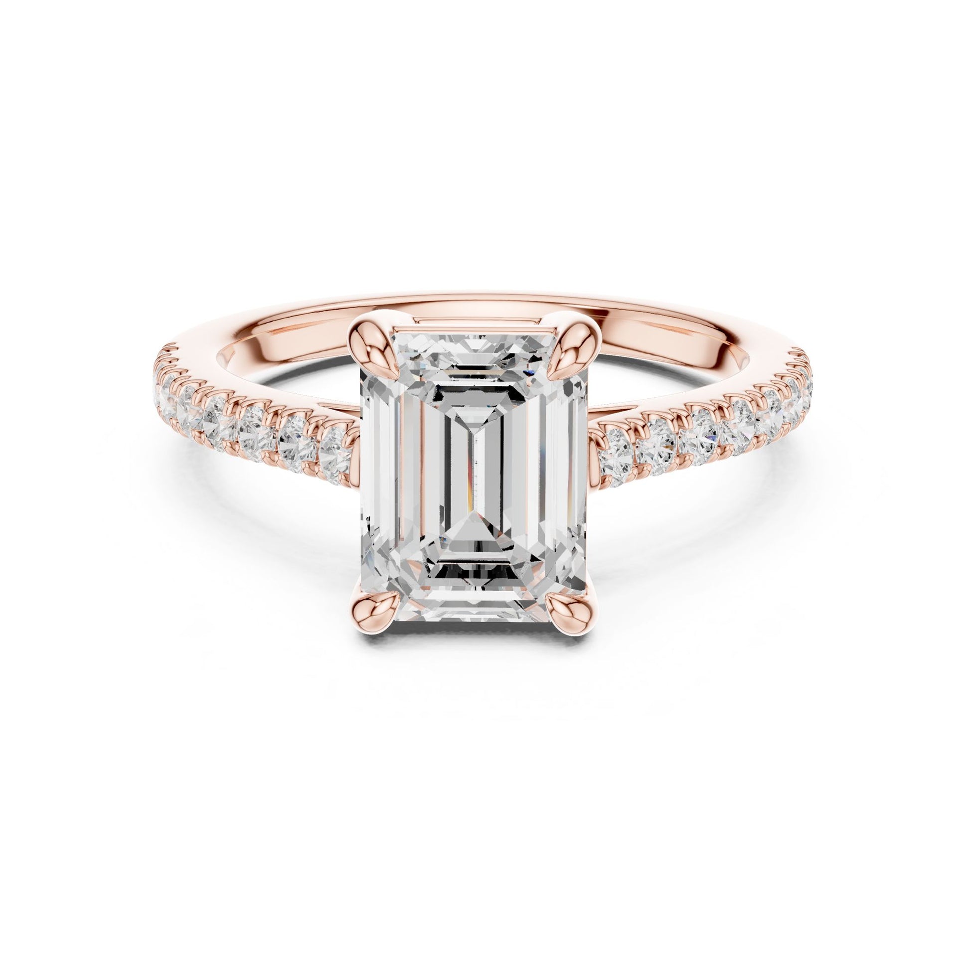 Emerald Lab Grown Diamond Side-Stone Engagement Ring