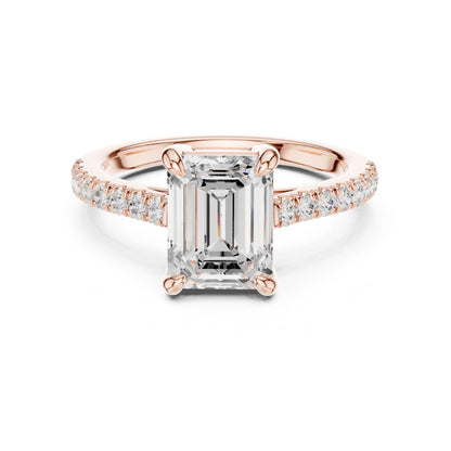 Emerald Lab Grown Diamond Side-Stone Engagement Ring