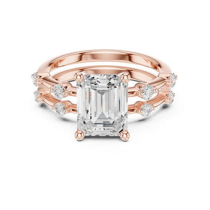 Emerald Lab Grown Diamond Side-Stone Engagement Ring