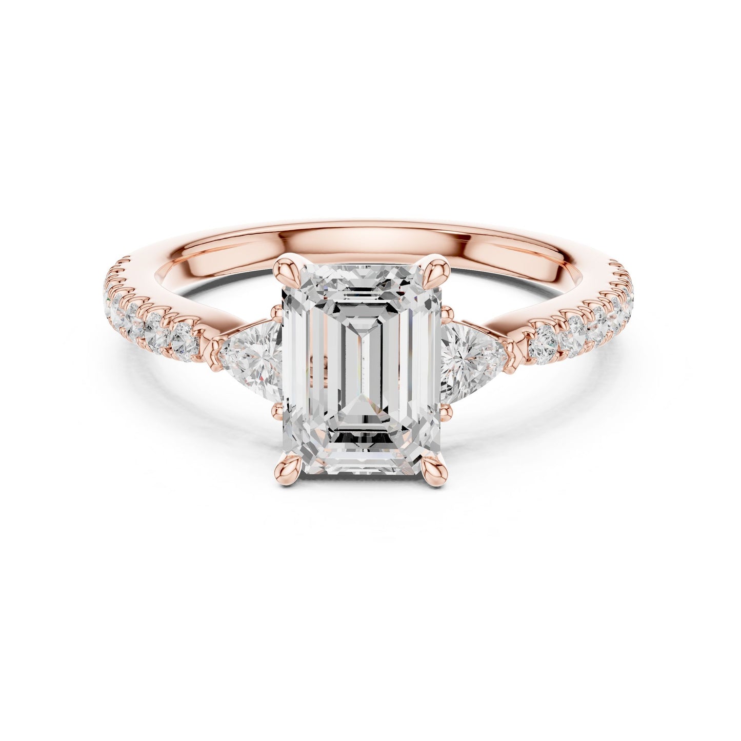 Emerald Lab Grown Diamond Side-Stone Engagement Ring
