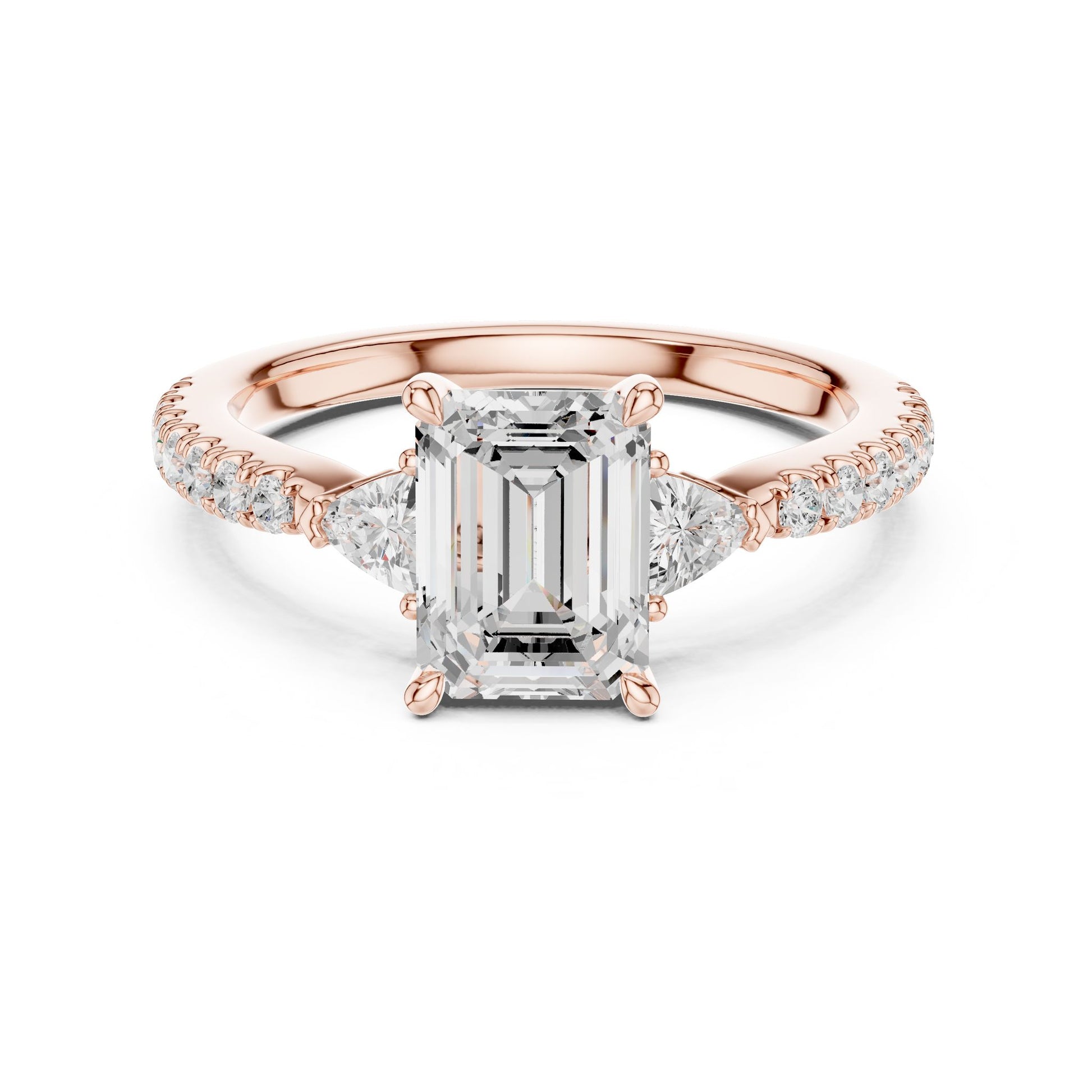 Emerald Lab Grown Diamond Side-Stone Engagement Ring