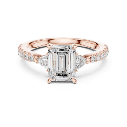 Emerald Lab Grown Diamond Side-Stone Engagement Ring