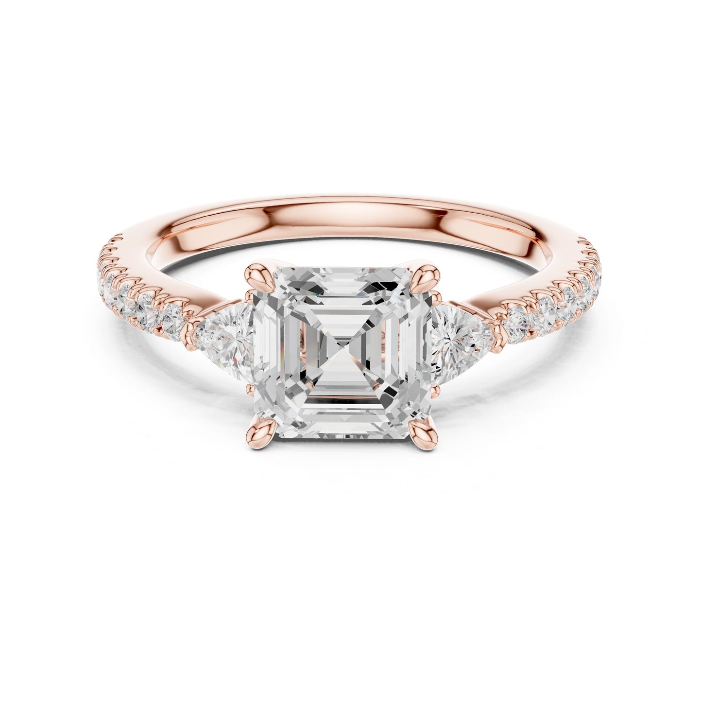 Emerald Lab Grown Diamond Side-Stone Engagement Ring